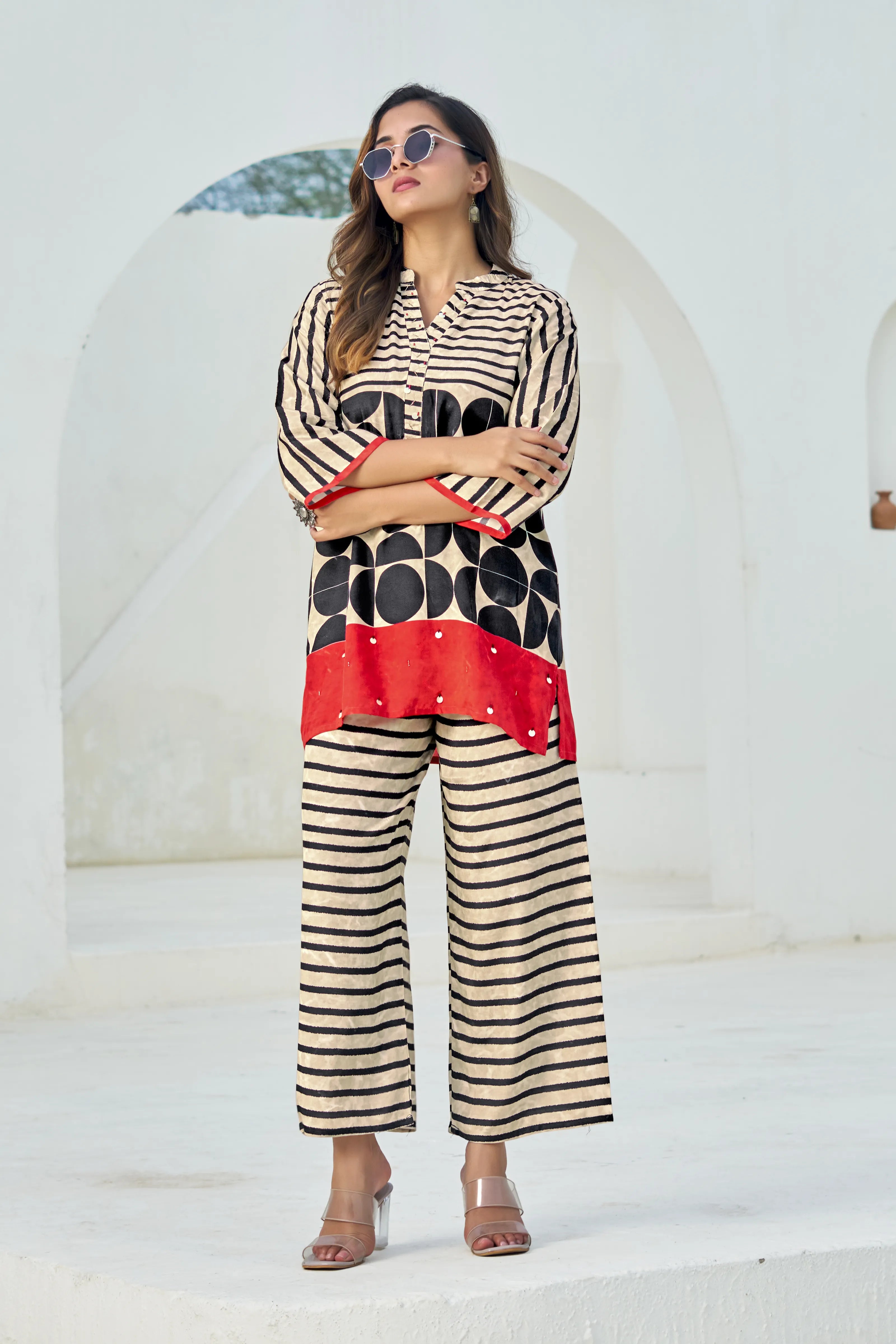 Geometric Print Viscose Muslin Co-ord Set