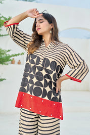 Geometric Print Viscose Muslin Co-ord Set