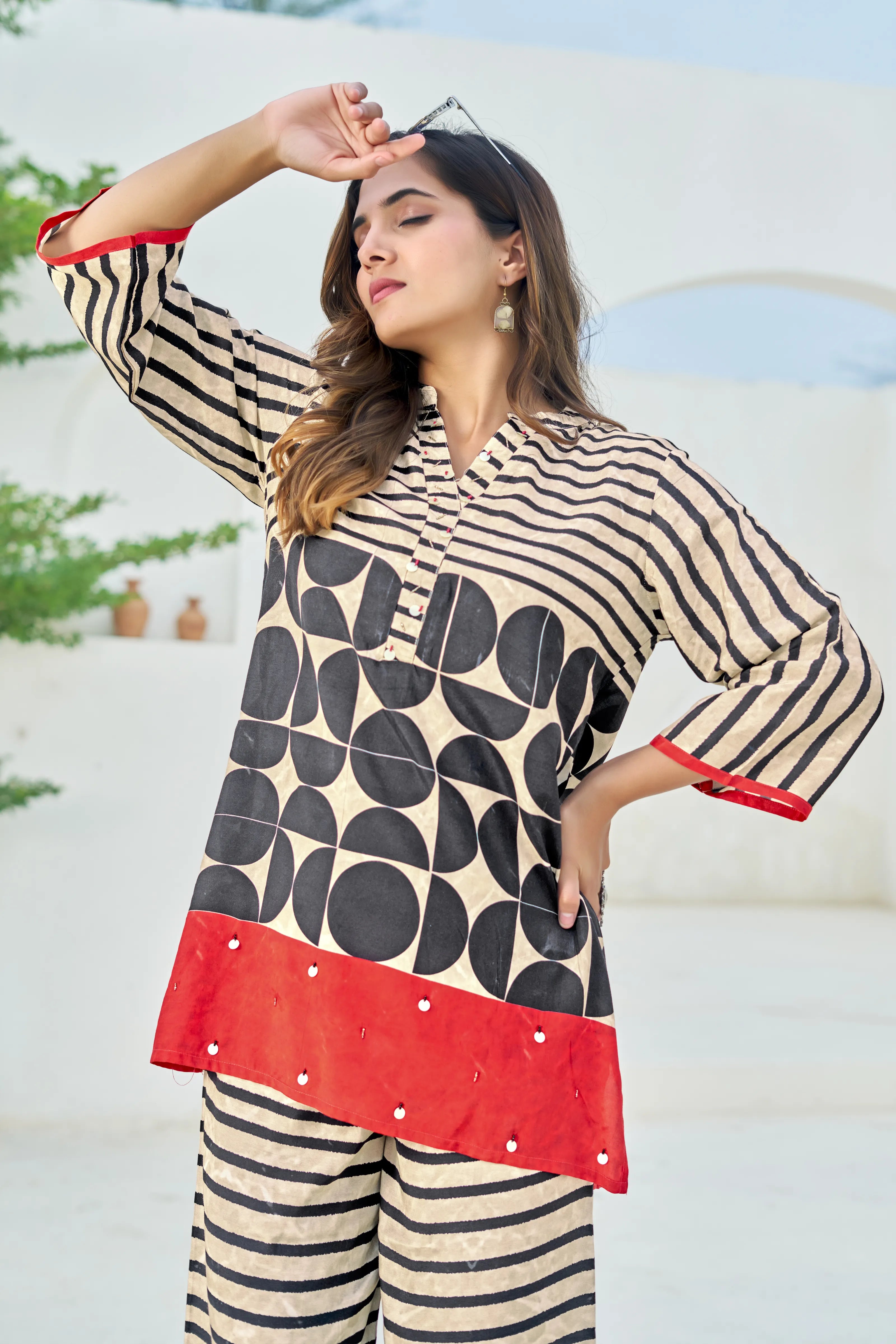 Geometric Print Viscose Muslin Co-ord Set