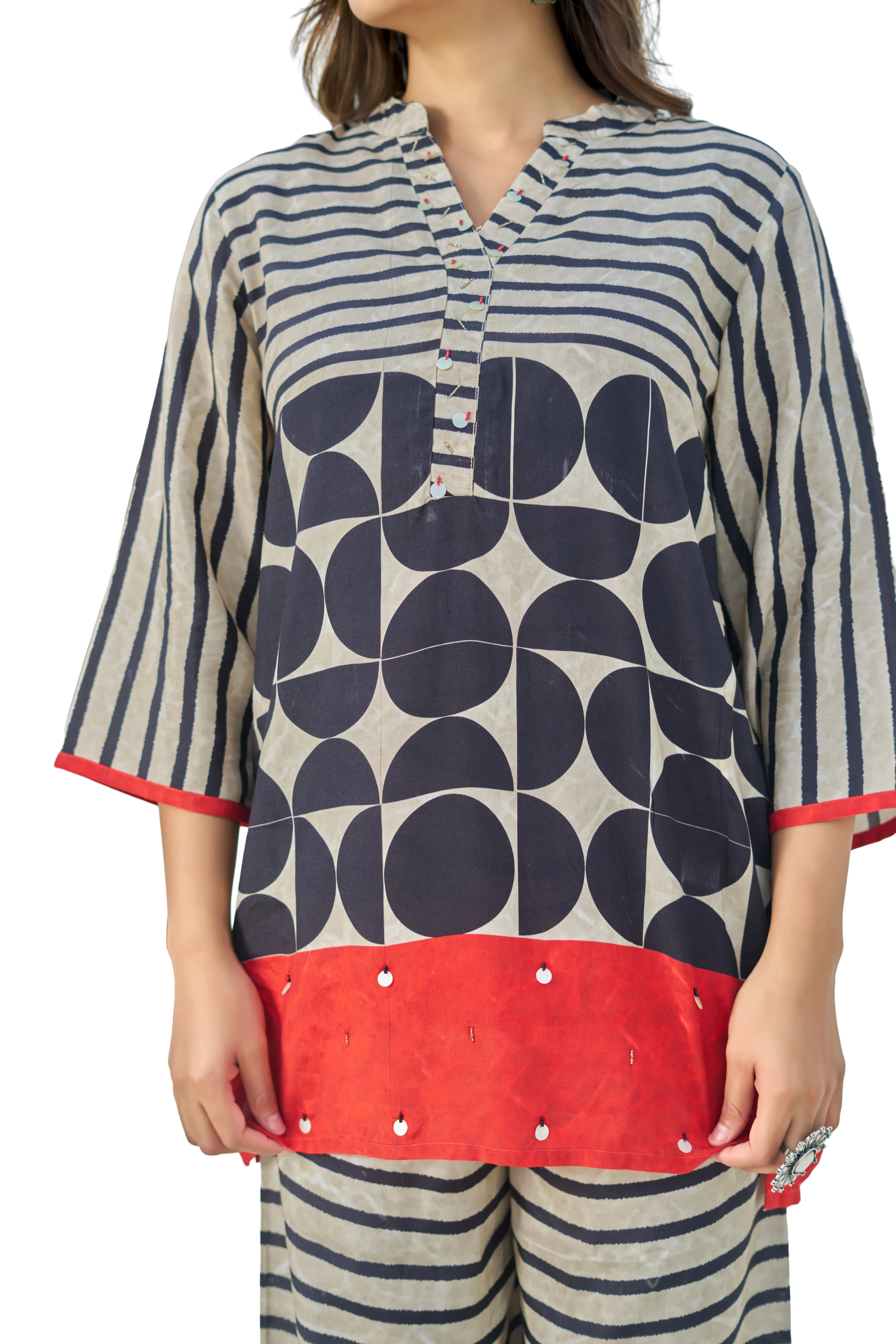 Geometric Print Viscose Muslin Co-ord Set