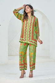 Green Muslin Embellished Co-ord Set