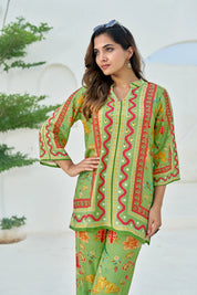 Green Muslin Embellished Co-ord Set