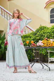 Pink & Blue Paisley Pop Co-ord Set in Viscose Silk