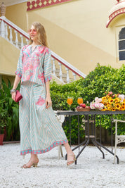 Pink & Blue Paisley Pop Co-ord Set in Viscose Silk