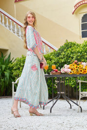 Pink & Blue Paisley Pop Co-ord Set in Viscose Silk