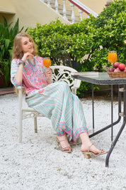 Pink & Blue Paisley Pop Co-ord Set in Viscose Silk