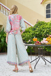 Pink & Blue Paisley Pop Co-ord Set in Viscose Silk