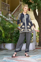 Black Base Mandala Stripes Crepe Co-ord Set