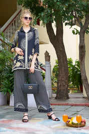 Black Base Mandala Stripes Crepe Co-ord Set