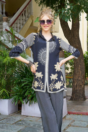 Black Base Mandala Stripes Crepe Co-ord Set