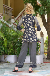 Black Base Mandala Stripes Crepe Co-ord Set