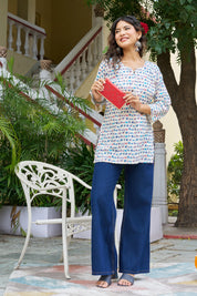 Cream Base Warli Camel Motif Cotton Kurta