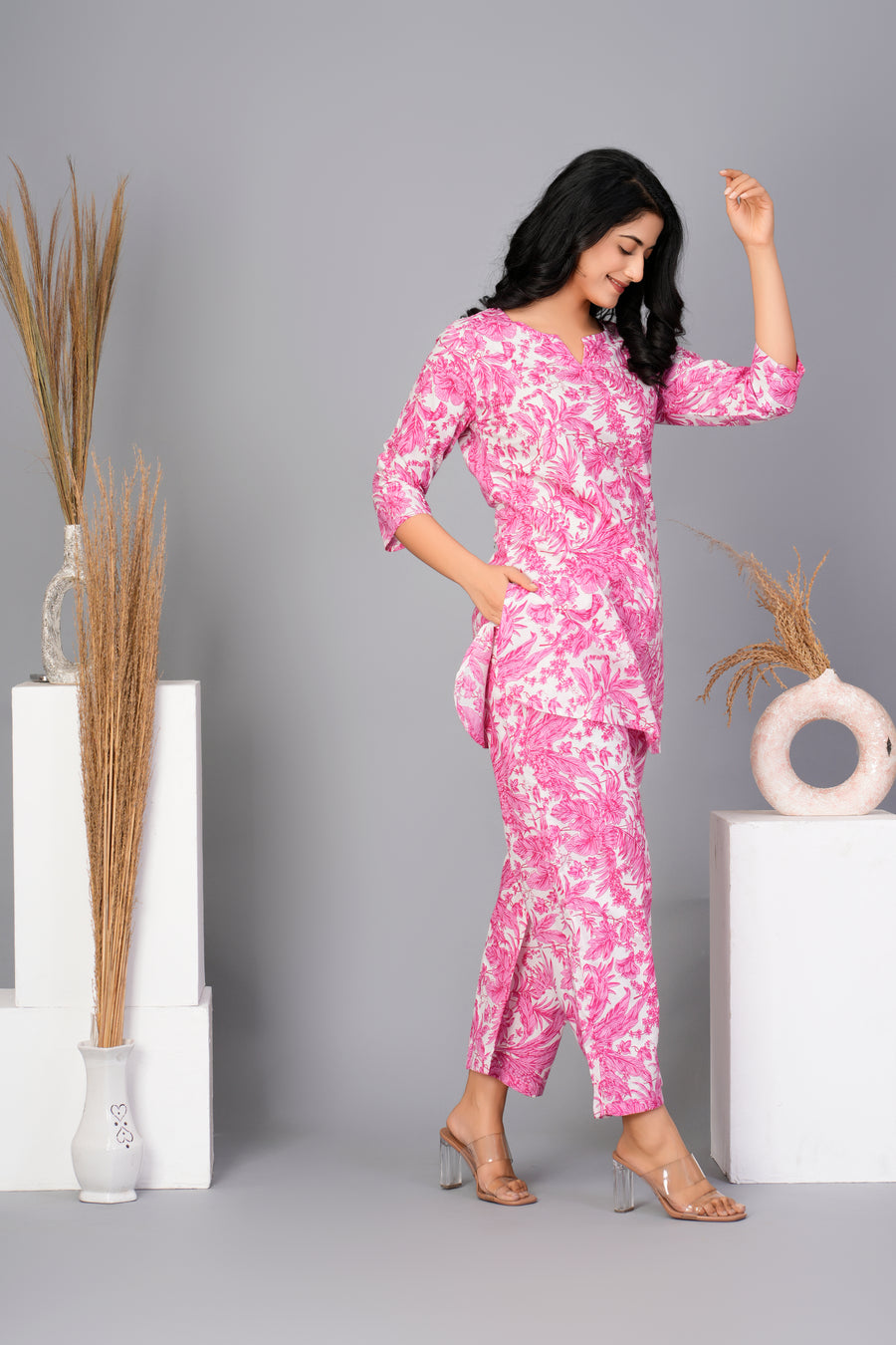 Pink Patch Short kurta set main image 1