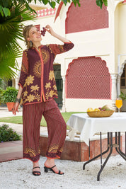 Brown Mandala & Floral Printed Crepe Co-ord Set