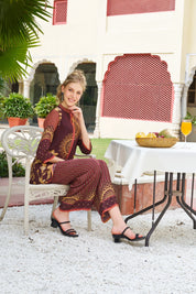 Brown Mandala & Floral Printed Crepe Co-ord Set