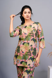 Multi Color Floral  Printed Cotton Kurta With Pant