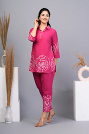 Rani Pink Floral Printed Cotton Co-ord Set