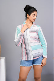 Multi Color Ikat Print Cotton Shirt