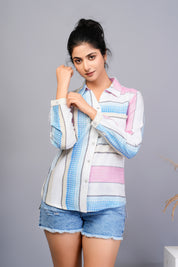 Multi Color Ikat Print Cotton Shirt