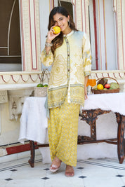Lemon Yellow Ethnic Viscose Silk Co-ord Set