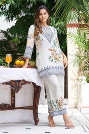 Light Green Base Multicolor Geometric Floral Co-ord Set