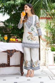 Light Green Base Multicolor Geometric Floral Co-ord Set