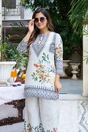 Light Green Base Multicolor Geometric Floral Co-ord Set