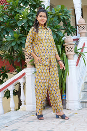 Yellow Floral Print Cotton Co-ord Set