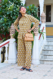 Yellow Floral Print Cotton Co-ord Set