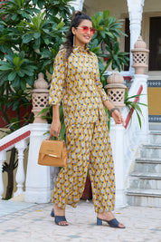 Yellow Floral Print Cotton Co-ord Set
