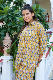 Yellow Floral Print Cotton Co-ord Set