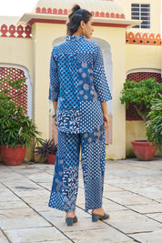 Blue & White Patchwork Cotton Co-ord Set