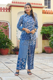 Blue & White Patchwork Cotton Co-ord Set