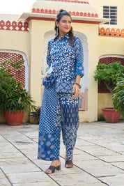 Blue & White Patchwork Cotton Co-ord Set