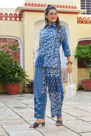 Blue & White Patchwork Cotton Co-ord Set