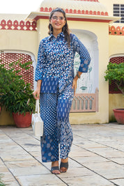 Blue & White Patchwork Cotton Co-ord Set