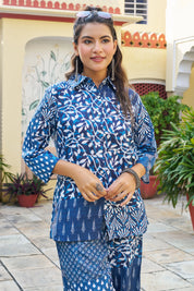 Blue & White Patchwork Cotton Co-ord Set