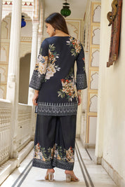 Black Base Multicolor Geometric Floral Co-ord Set