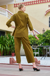 Dark Olive Floral Embroidered Cotton Co-ord Set