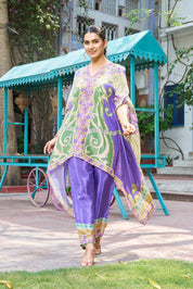 Violet Base Printed Kaftan Kurta Co-ord Set