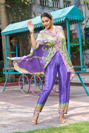 Violet Base Printed Kaftan Kurta Co-ord Set