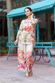 Beige Muslin Embellished Co-ord Set