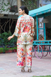 Beige Muslin Embellished Co-ord Set