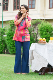 Bright Pink Muslin Short Kurti