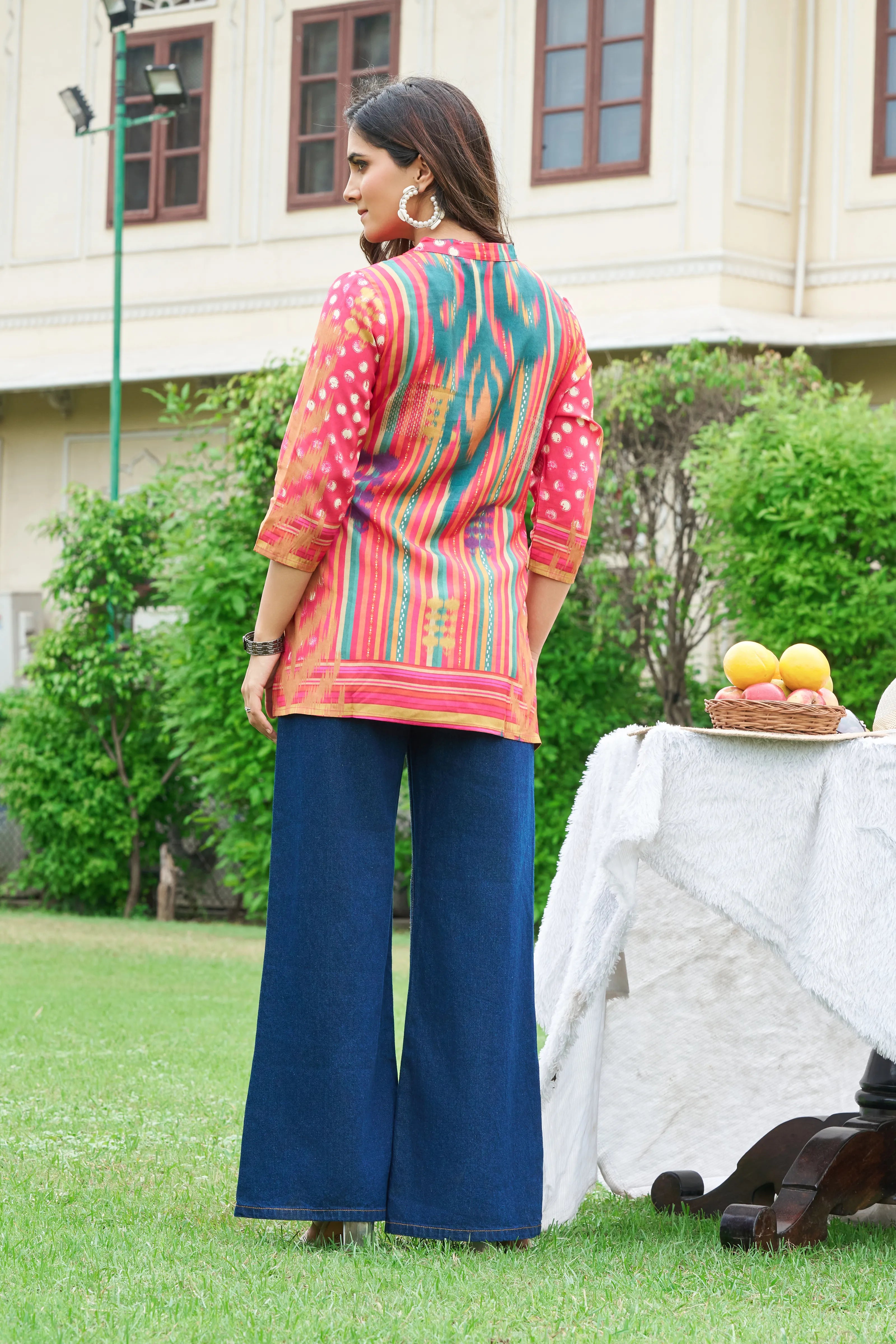 Bright Pink Muslin Short Kurti