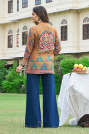 Dijon Yellow Muslin Printed Short Kurta