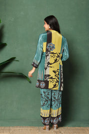 Lime & Sage Abstract Print Crepe Co-ord Set