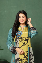 Lime & Sage Abstract Print Crepe Co-ord Set