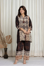 Brown & Grey Earth-Toned Cowrie Detail Co-ord Set