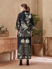 Black Floral Printed Co-ord Set in Viscose Muslin